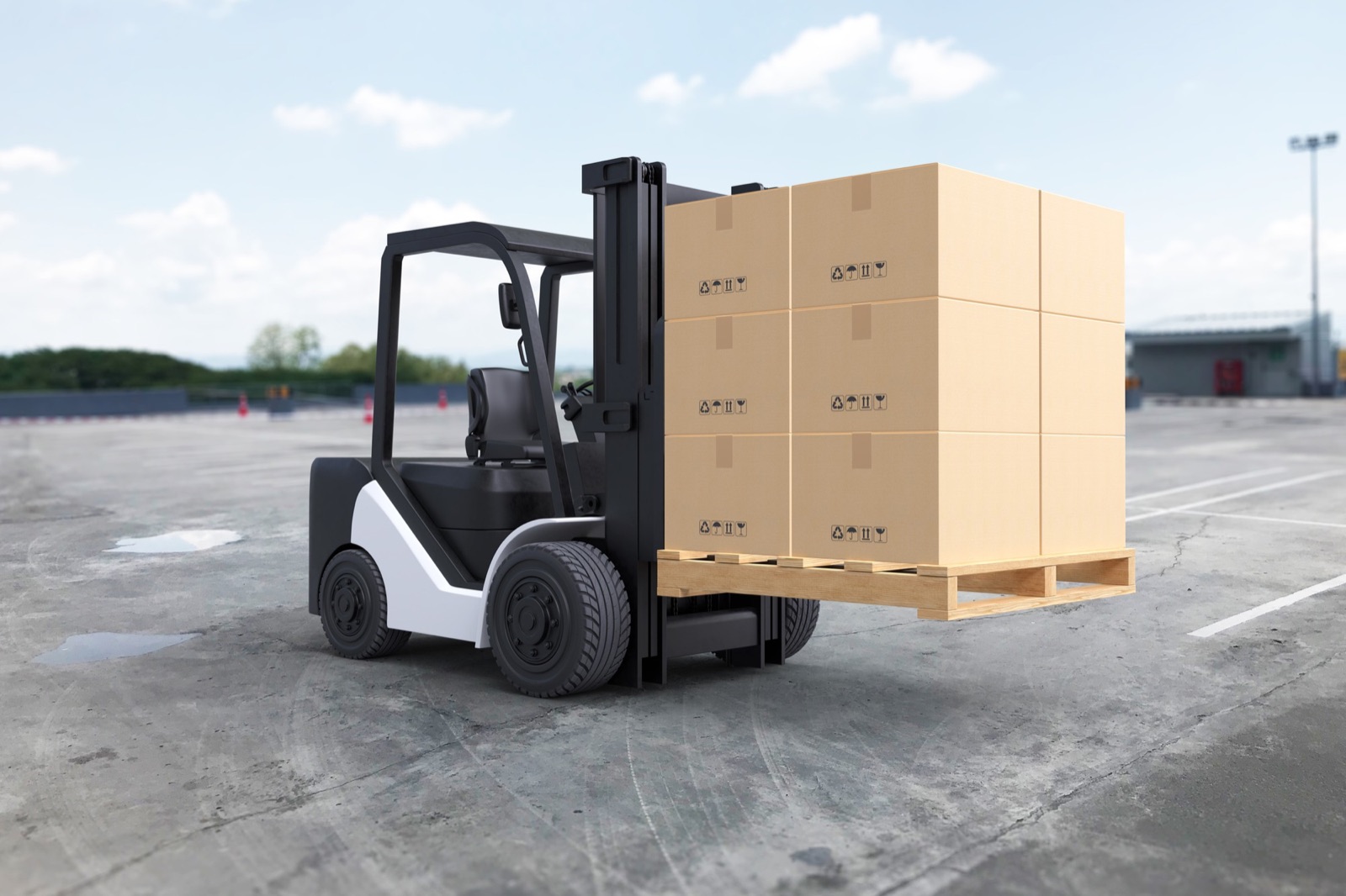 All-terrain Moffett forklift unloading